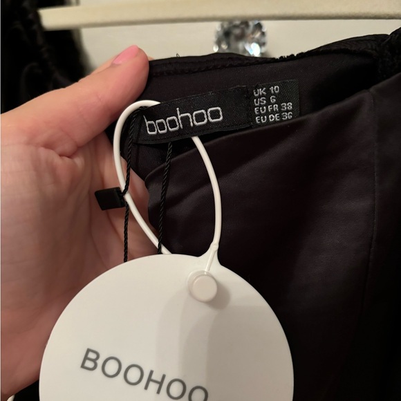 NWT Satin Puff Sleeve Mini Dress - Picture 3 of 6